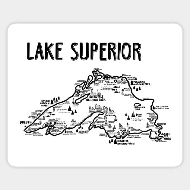 Lake Superior Map Sticker by fiberandgloss